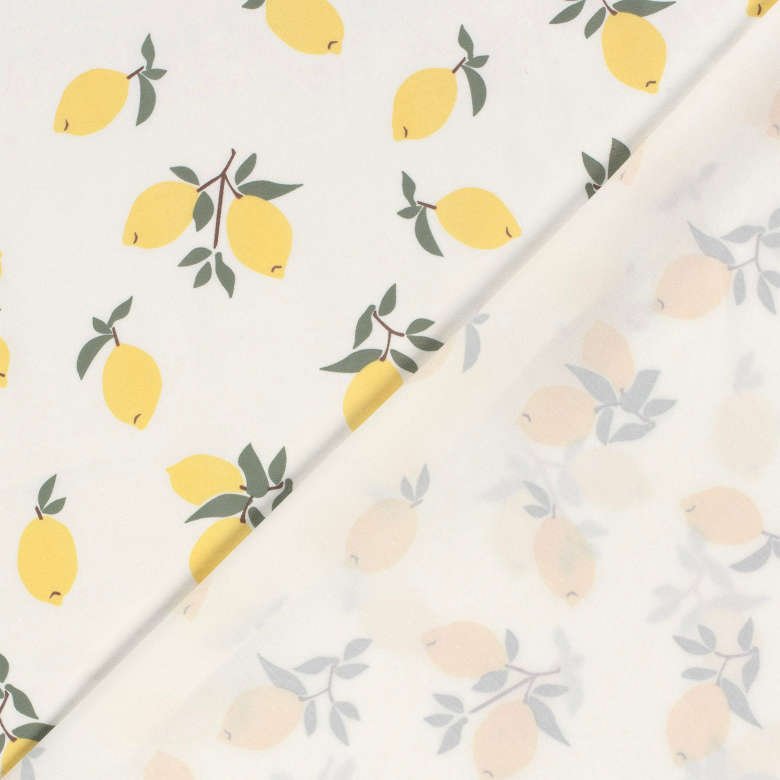 🍋Baumwolle Jersey Stoff Digitaldruck - Zitrone - wollweiß