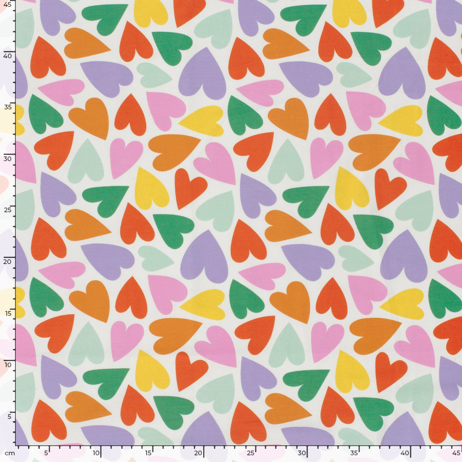 💛Baumwolle Jersey Stoff Digitaldruck - bunte Herzen