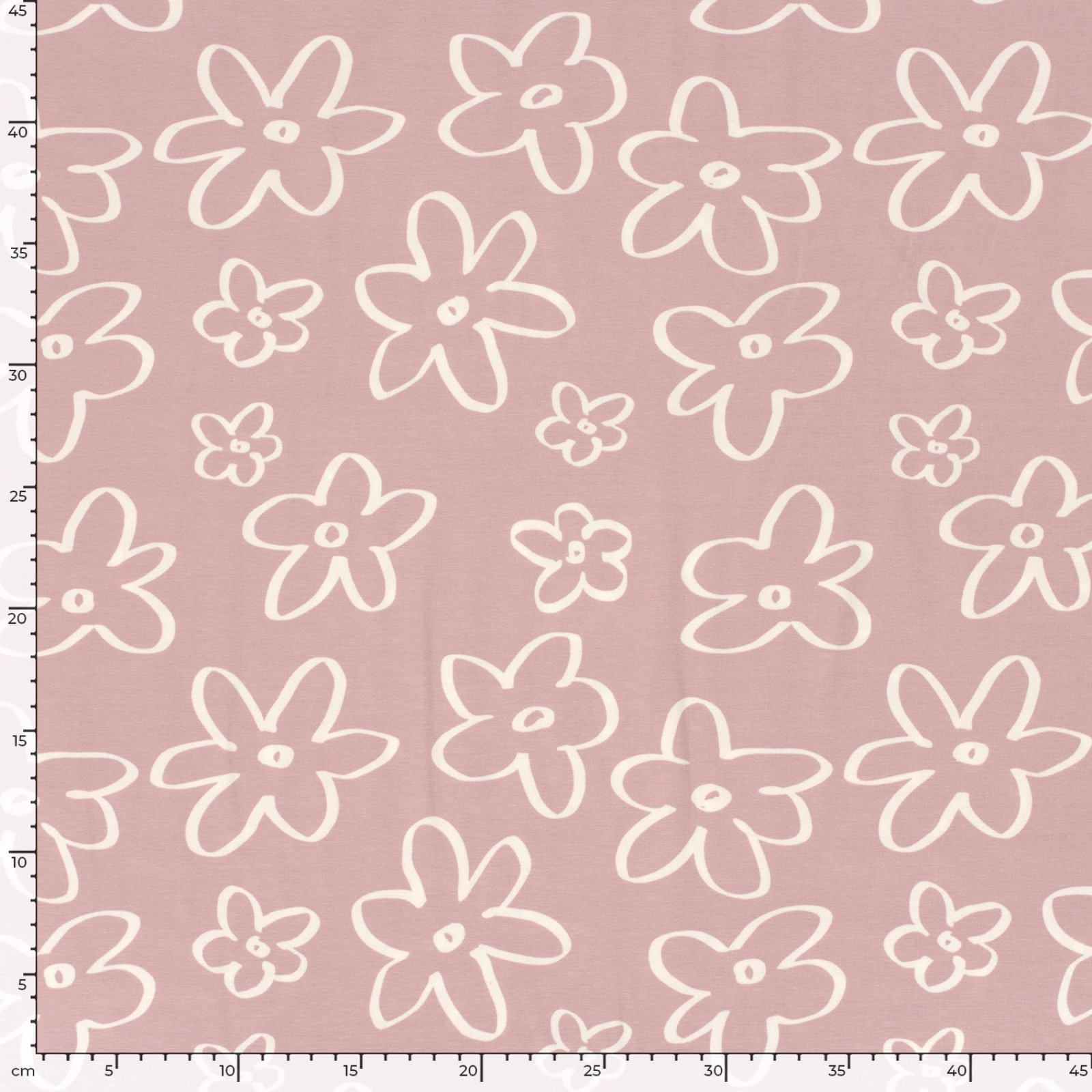 🌸Baumwolle Jersey Stoff Digitaldruck - große Blümchen - altrosa