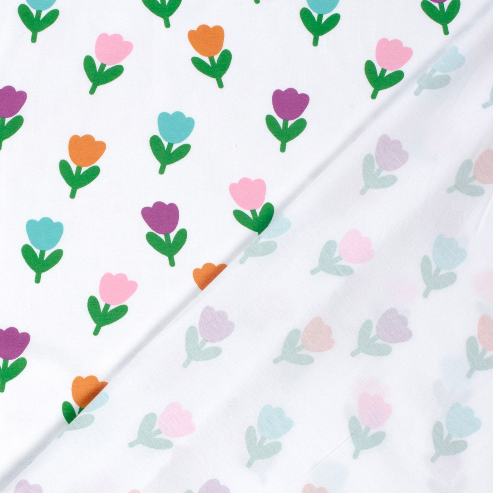 🌷Baumwolle Jersey Stoff Digitaldruck - kleine Tulpen