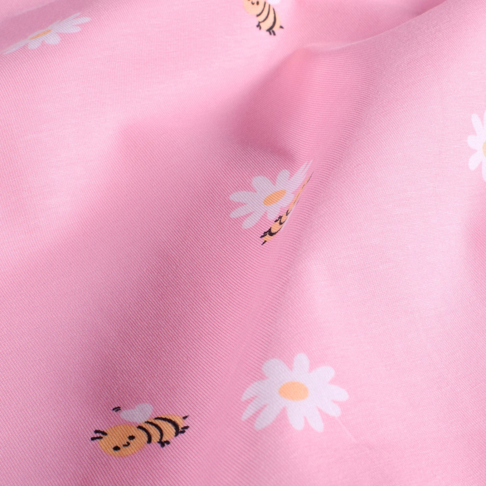 🐝 Baumwolle Jersey Stoff Digitaldruck - süße Bienchen und Blümchen