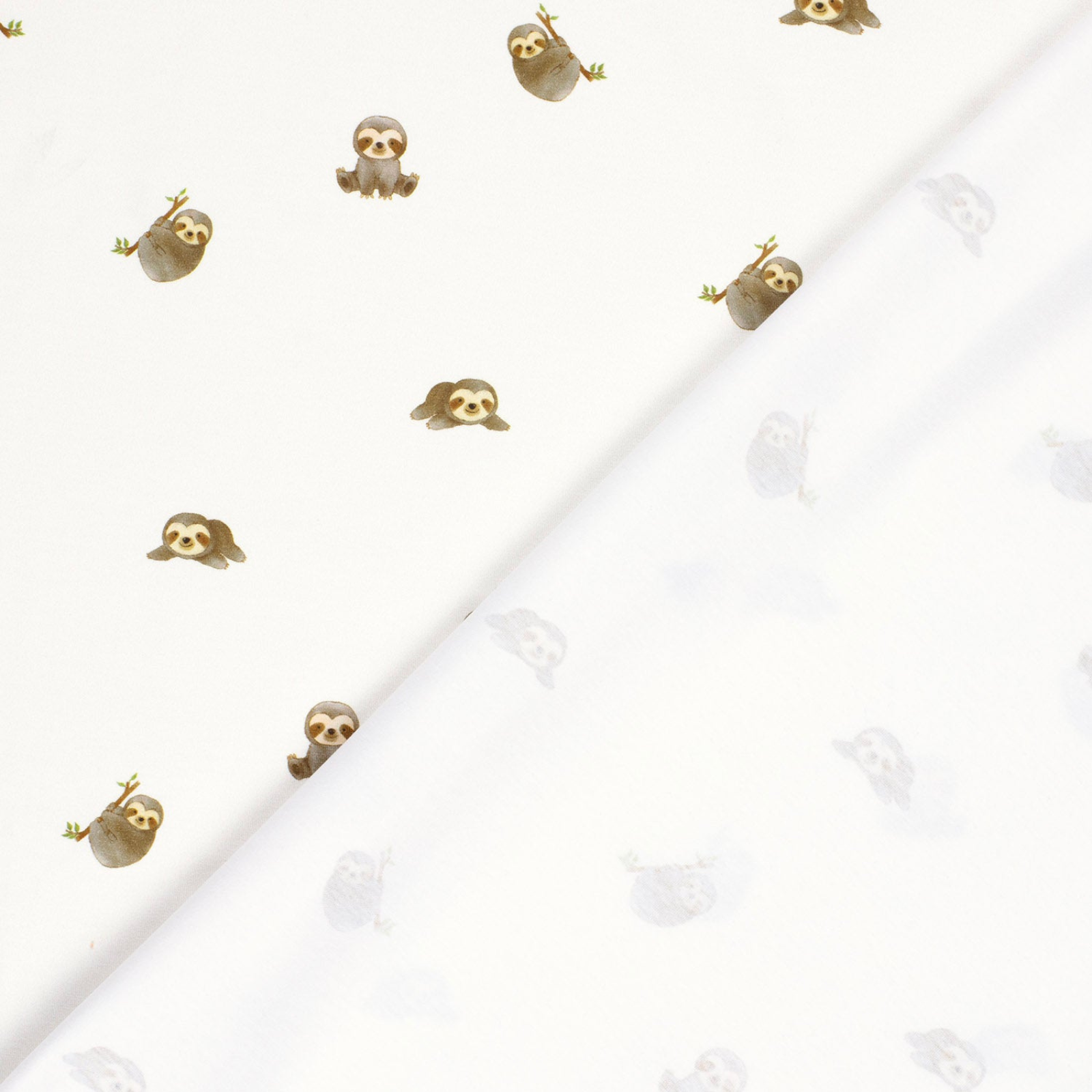 🦥 Baumwolle Jersey Stoff Digitaldruck - süße Faultiere