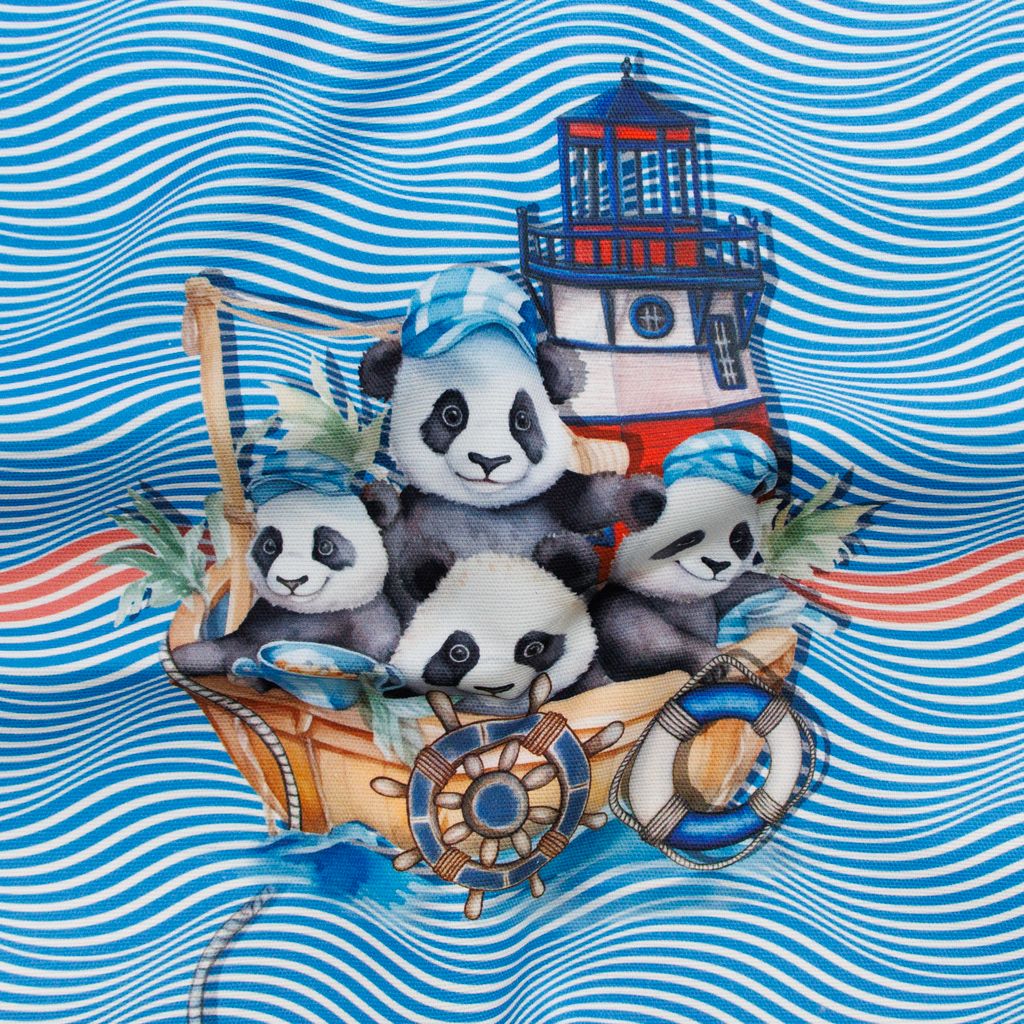 Canvas Taschen- & Rucksackpanel „Panda Matrosen“ – Digitaldruck