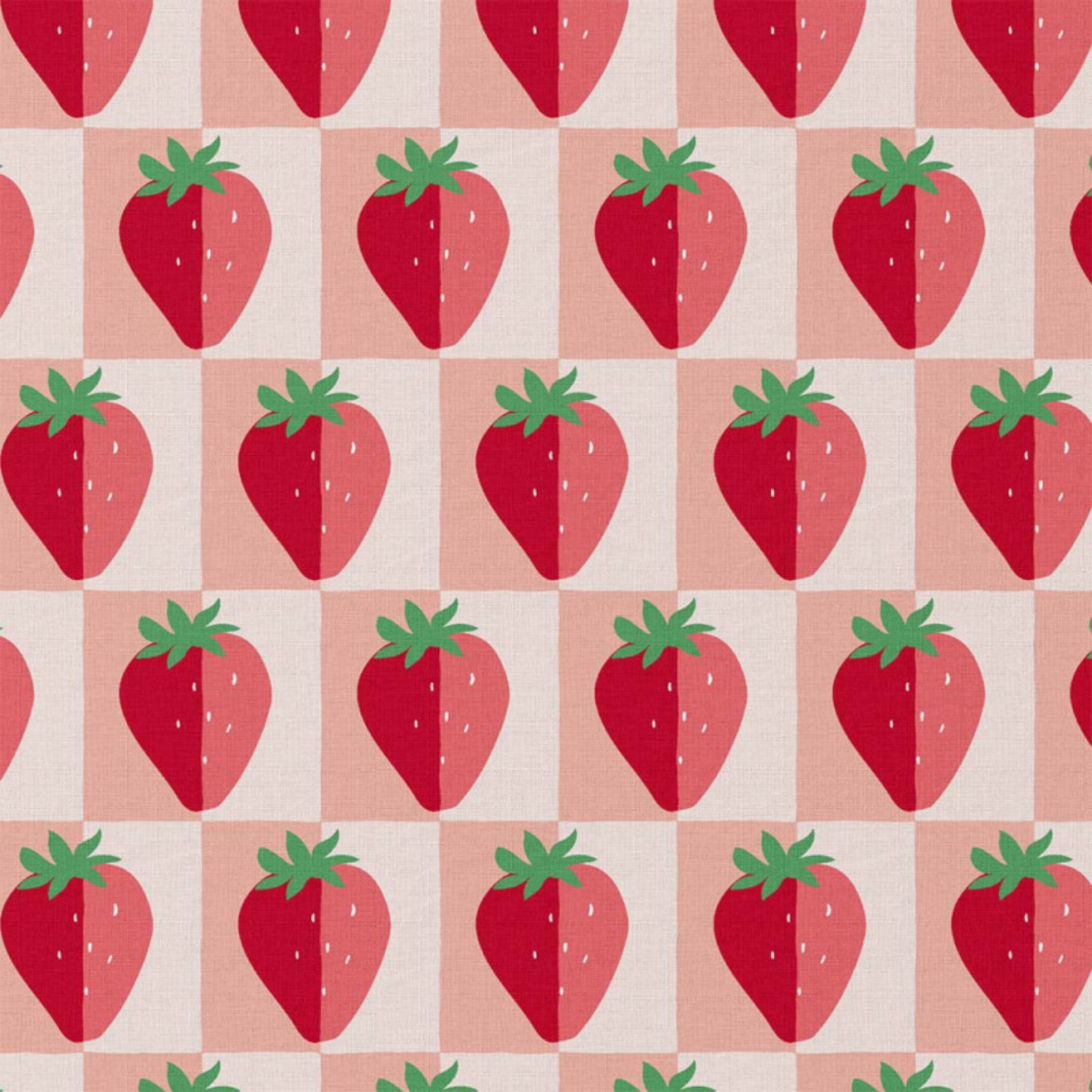 🍓 Beschichtete Baumwolle Stoff - Erdbeer-Karo in Rosa & Rot