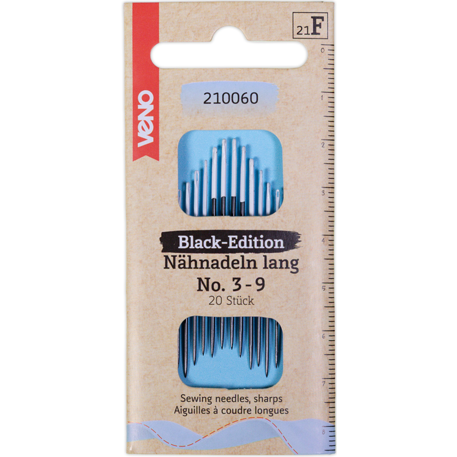 Black-Edition Nähnadeln lang No. 3-9 - 20 Stück