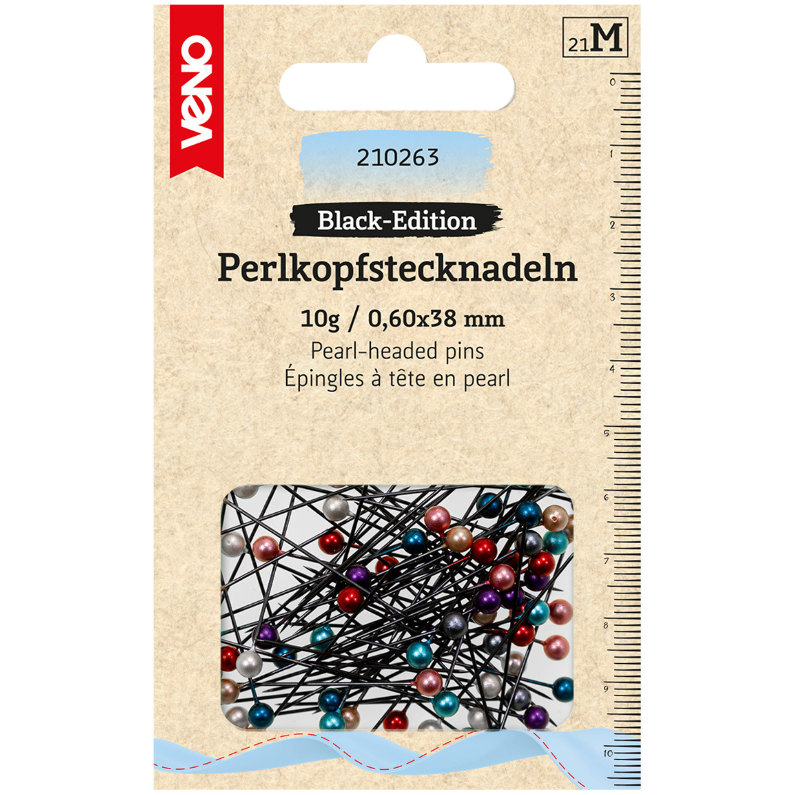 Black-Edition Perlkopf-Stecknadeln 0,60 x 38 mm sortiert