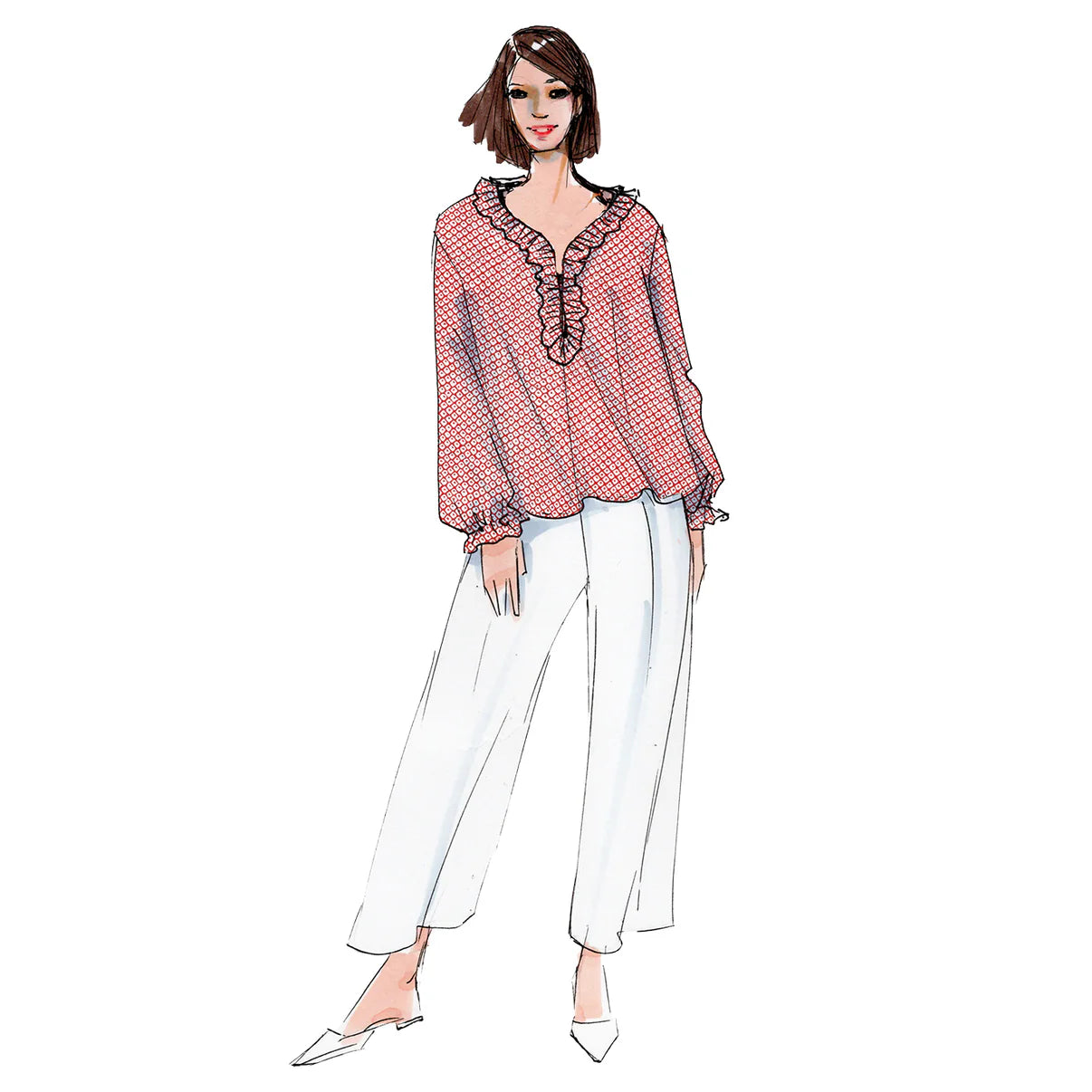 Papierschnittmuster Rüschenbluse Bristol