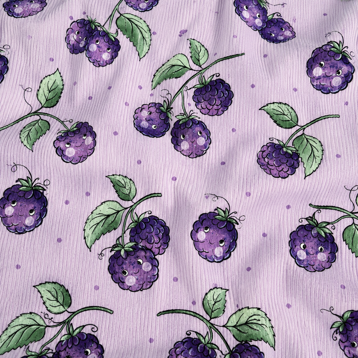Eigenproduktion Ripp-Jersey Brombeeren Katzengold-Design - helles Flieder