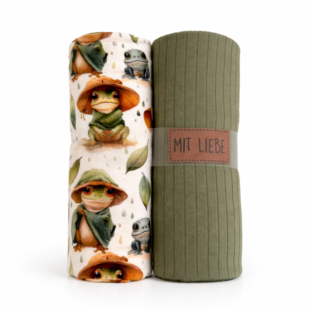 Jersey Stoffpaket + Label - Dschungelfrosch