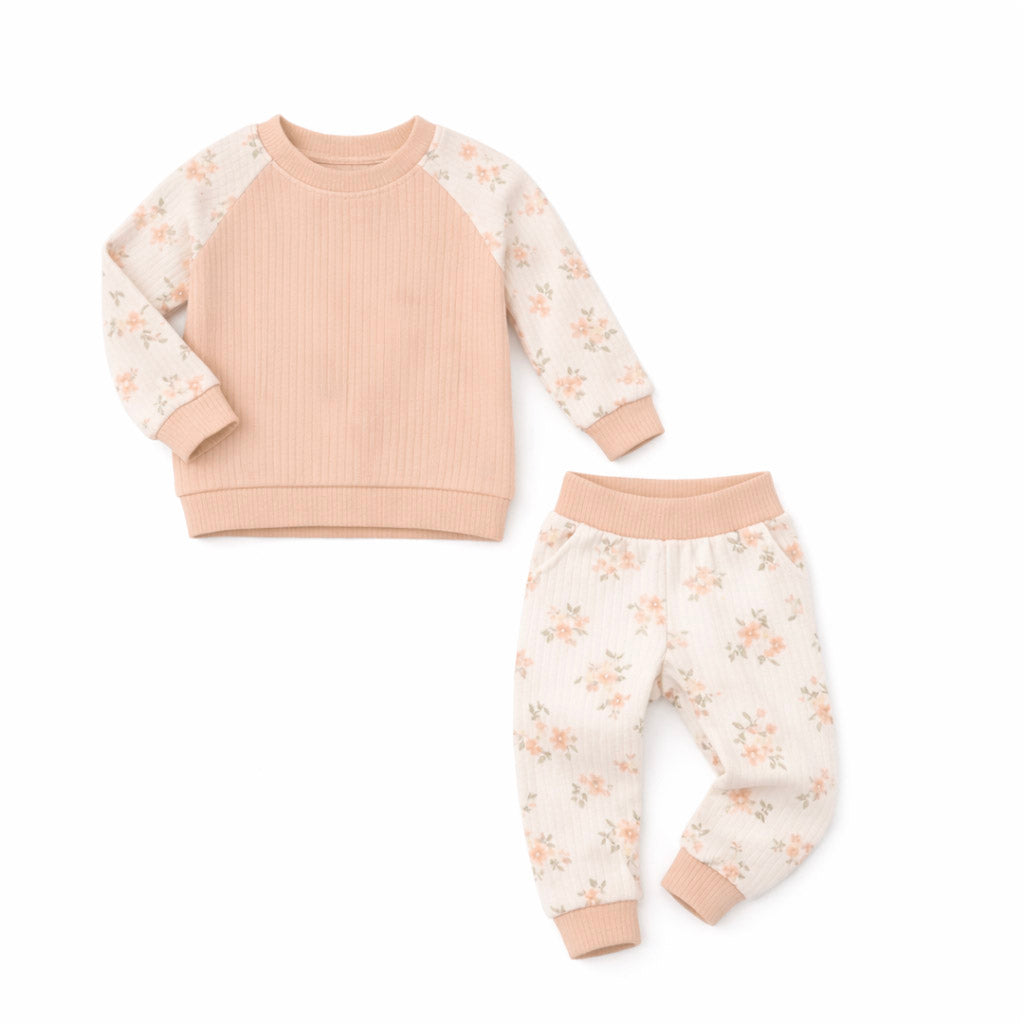 Jersey Stoffpaket + Label - kleine Blümchen
