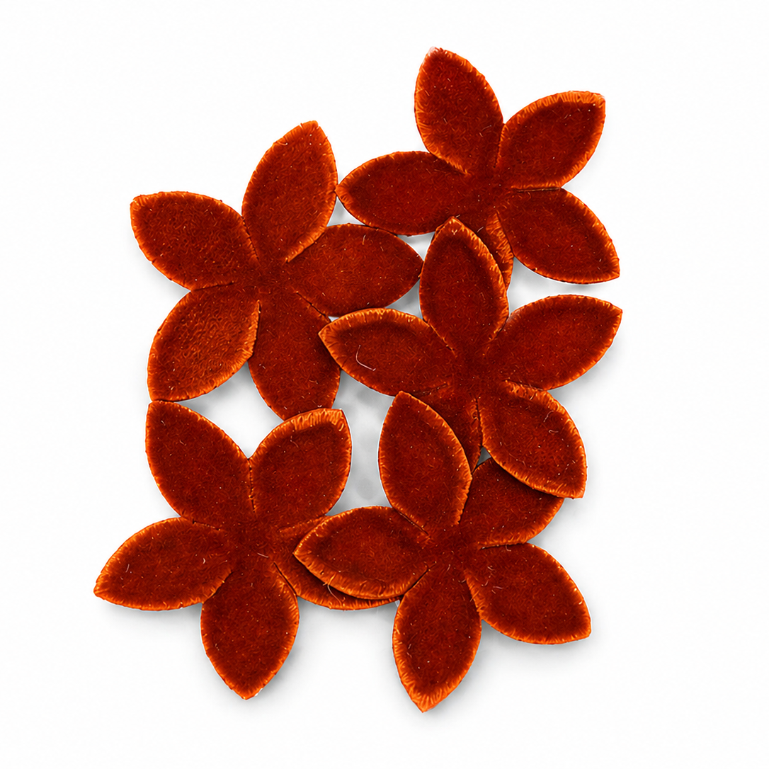 5 Applikationen zum Aufnähen ca. 29 x 29 mm - Blumen - rostorange