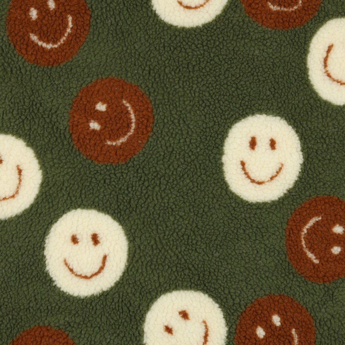 Sherpa Teddy Jacquard Stoff - Happy Faces