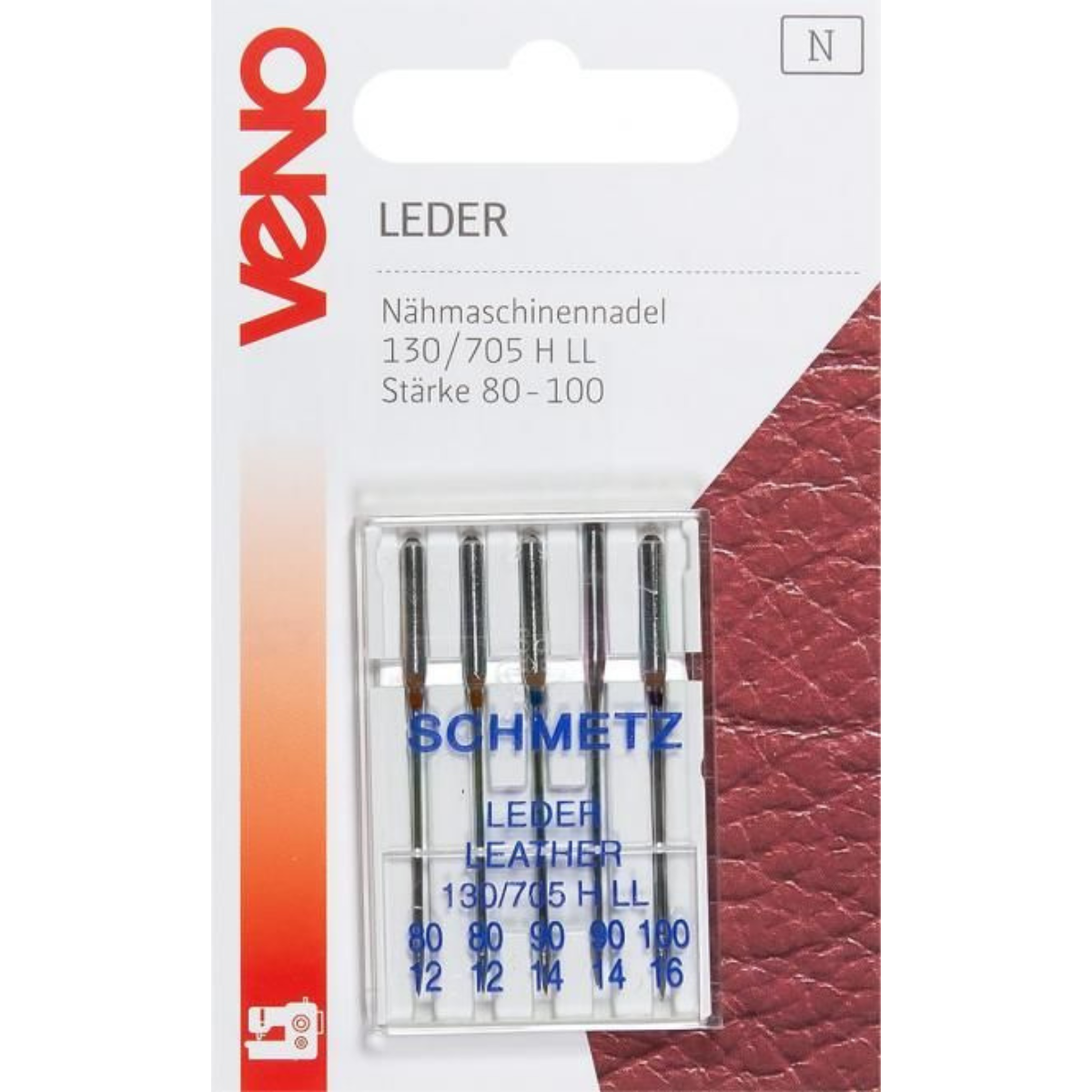 VENO Nähmaschinennadeln Leder 130/705H LL Stärke 80-100 - 5 Stück