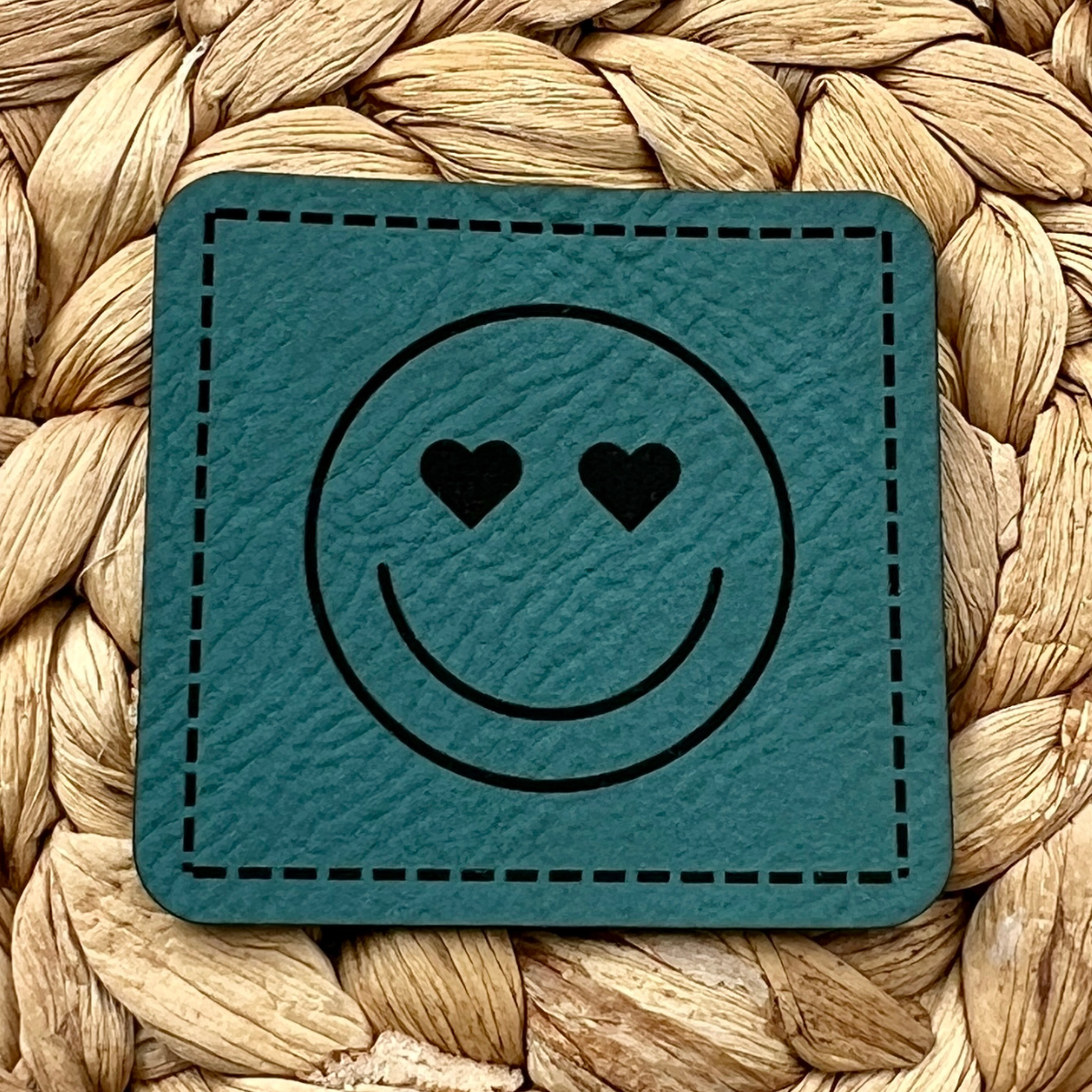 Label Kunstleder KDS - Smiley mit Herzaugen