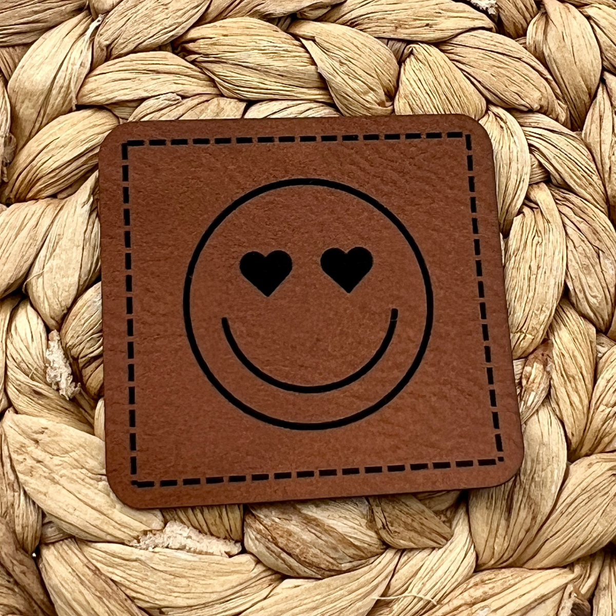Label Kunstleder KDS - Smiley mit Herzaugen