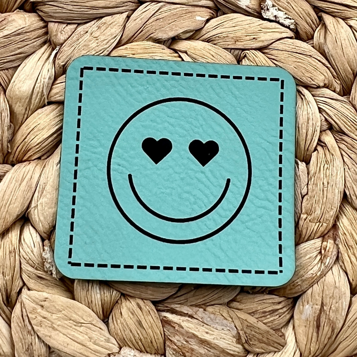 Label Kunstleder KDS - Smiley mit Herzaugen