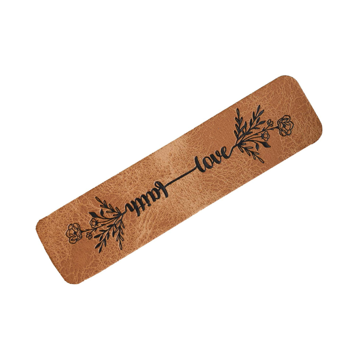 Jessy Sewing Kunstleder-Knick-Label - "love & faith" - braun