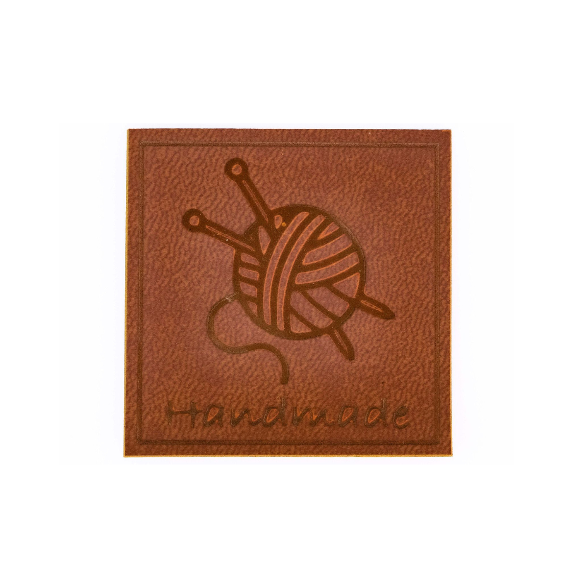 Applikation/Label aus ökologischem Kunstleder - Handmade Wollknäul