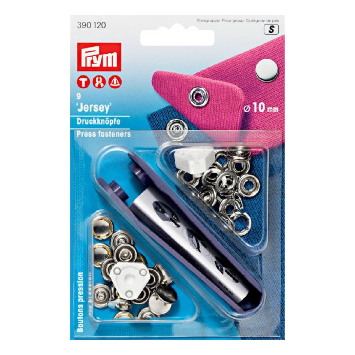 Prym 9 NF-Druckknopf Jersey gl. Kappe MS 10 mm - silber