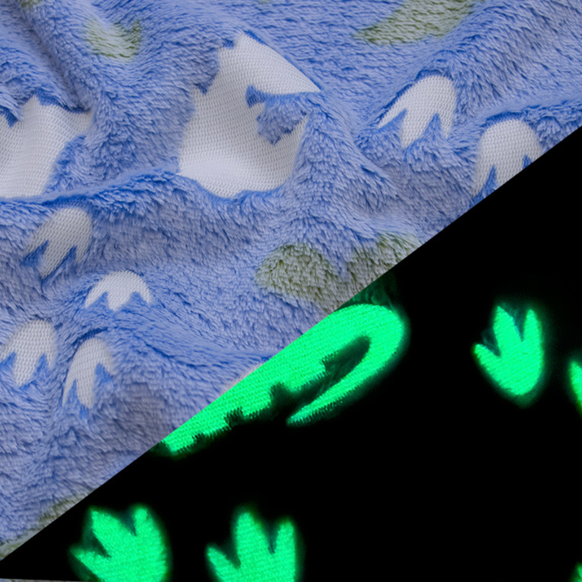Wellnessfleece "Glow in the Dark" - Dinosaurier - blau