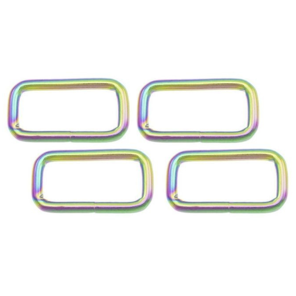 Taschenschlaufen vierkantig Metall 4 Stück - regenbogen