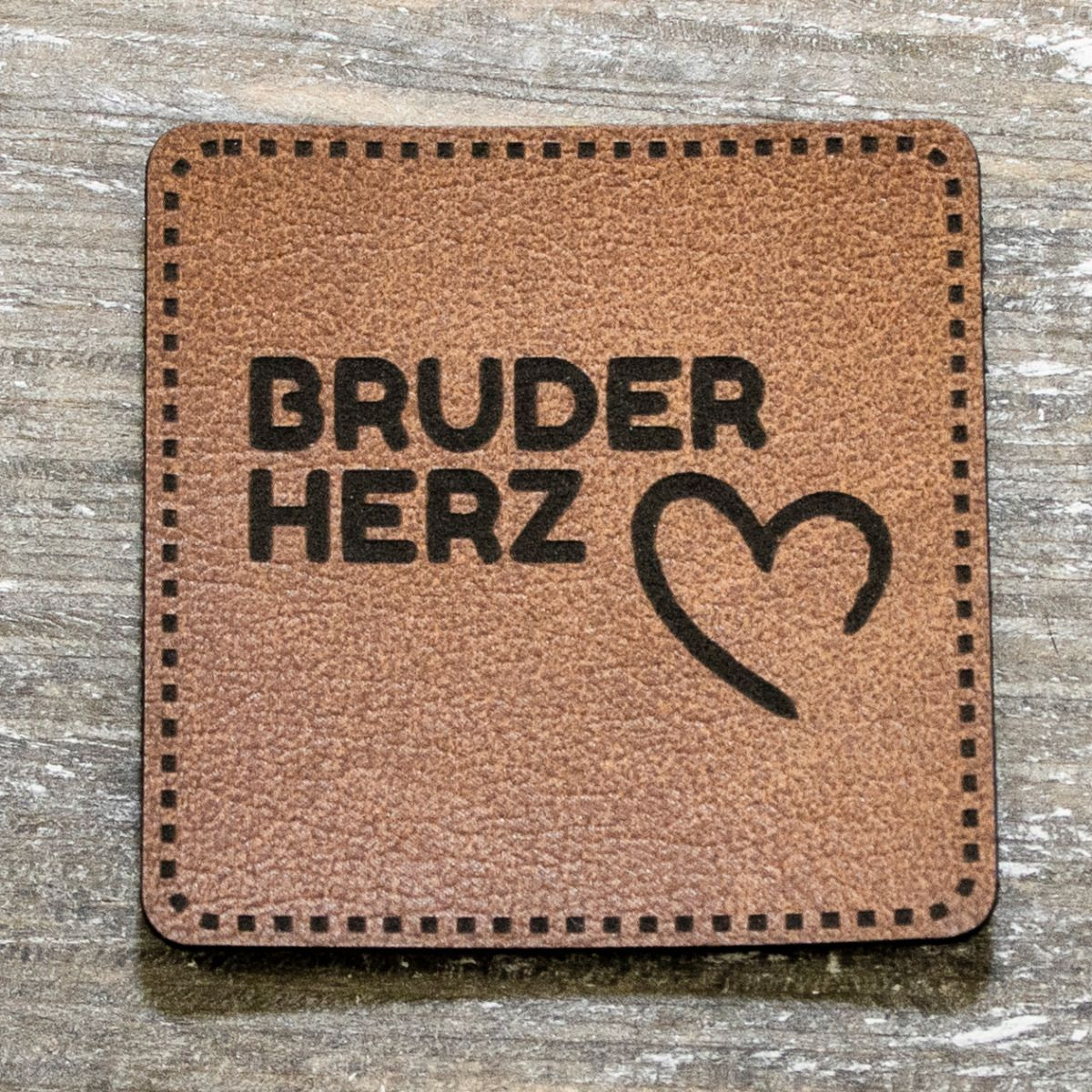 Label Kunstleder KDS - Bruderherz - braun