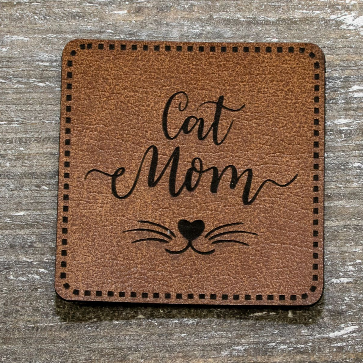 Label Kunstleder KDS - Cat mom - braun