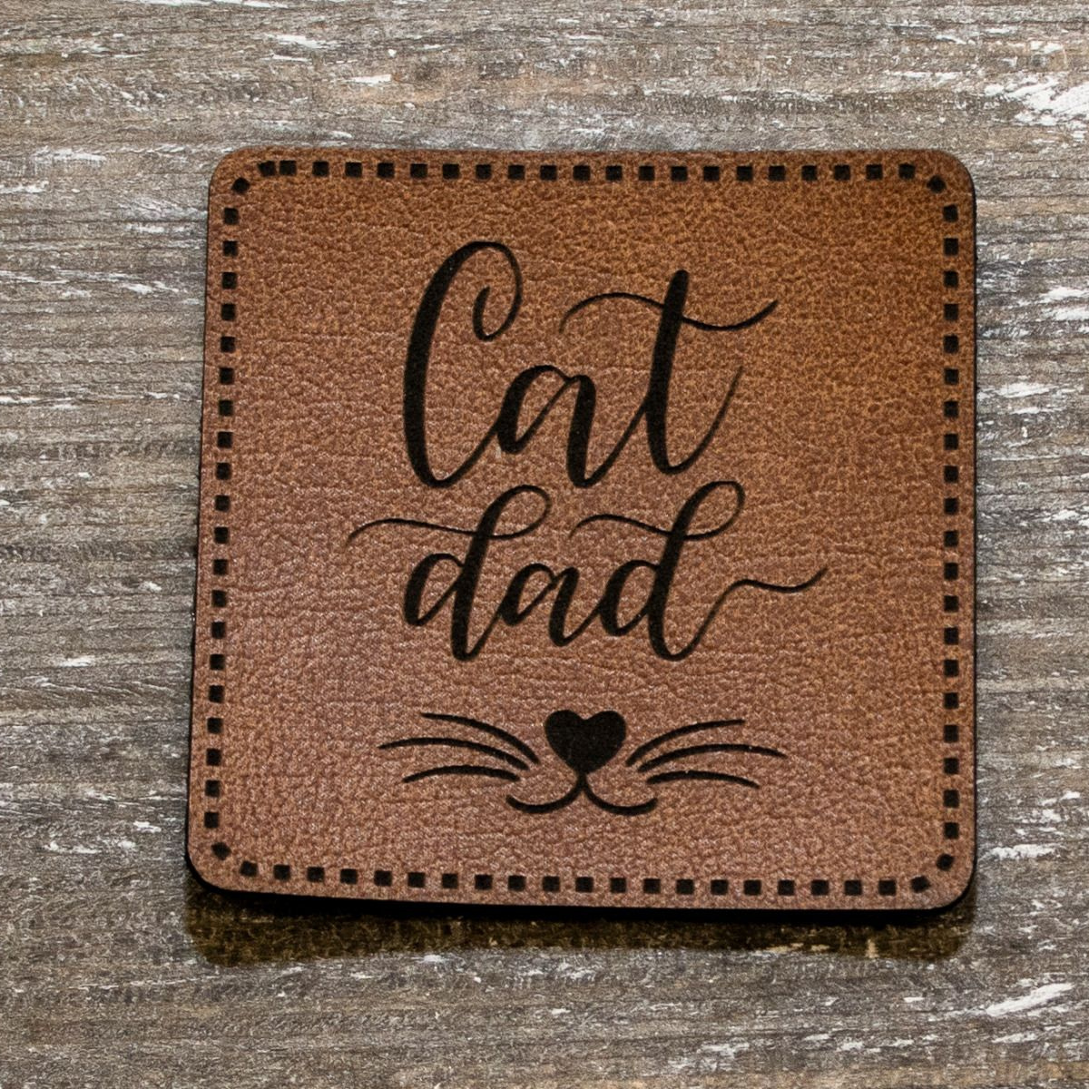 Label Kunstleder KDS - Cat dad - braun