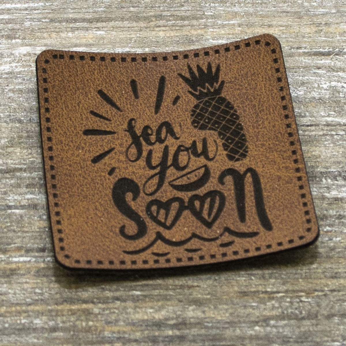 Label Kunstleder KDS - sea you soon - braun