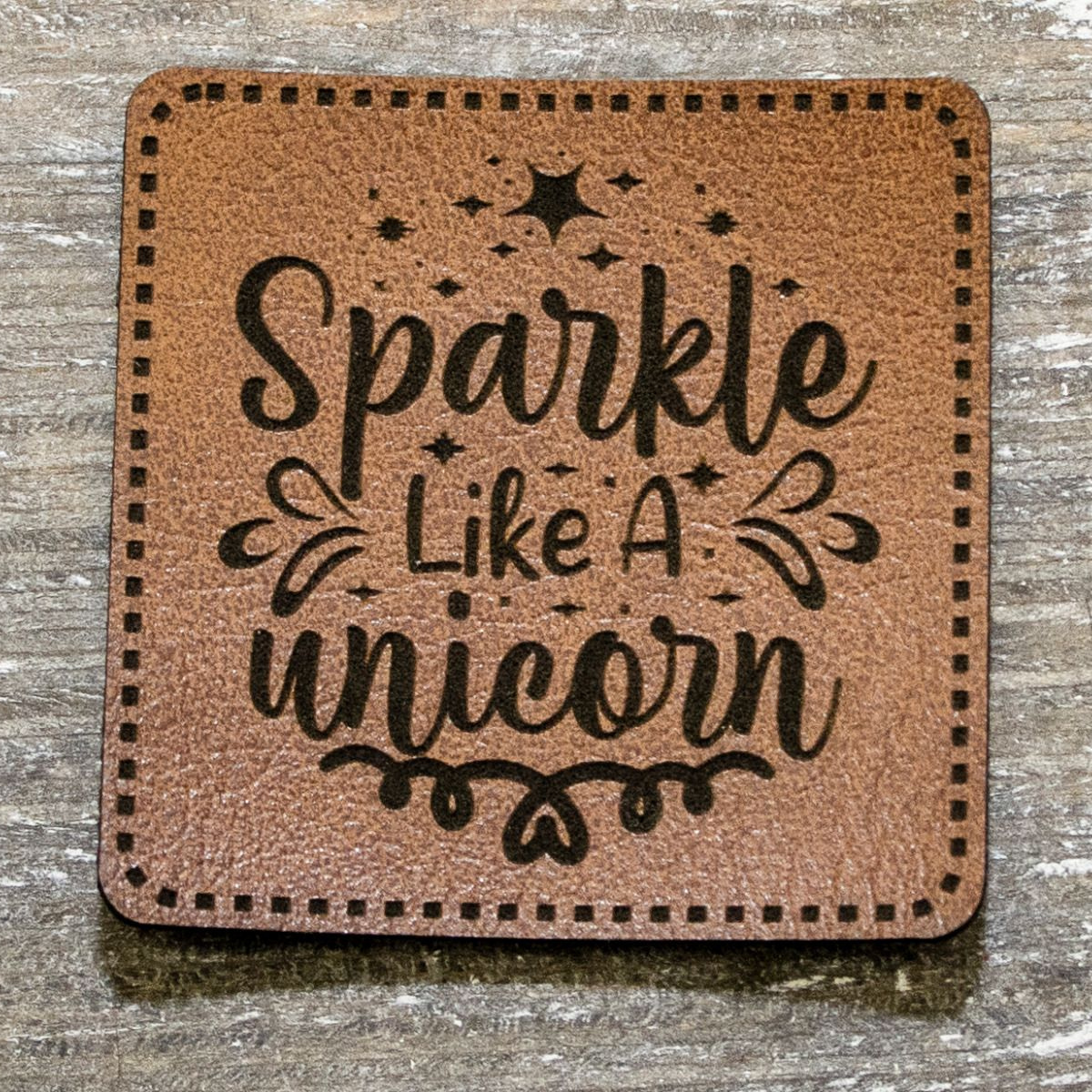 Label Kunstleder KDS - Sparkle like a unicorn - braun
