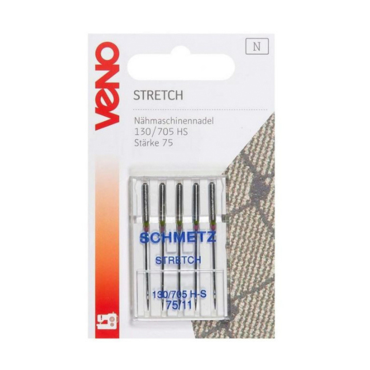 VENO Schmetz Nähmaschinennadel Stretch 130/705 Stärke 75 - 5 Stück