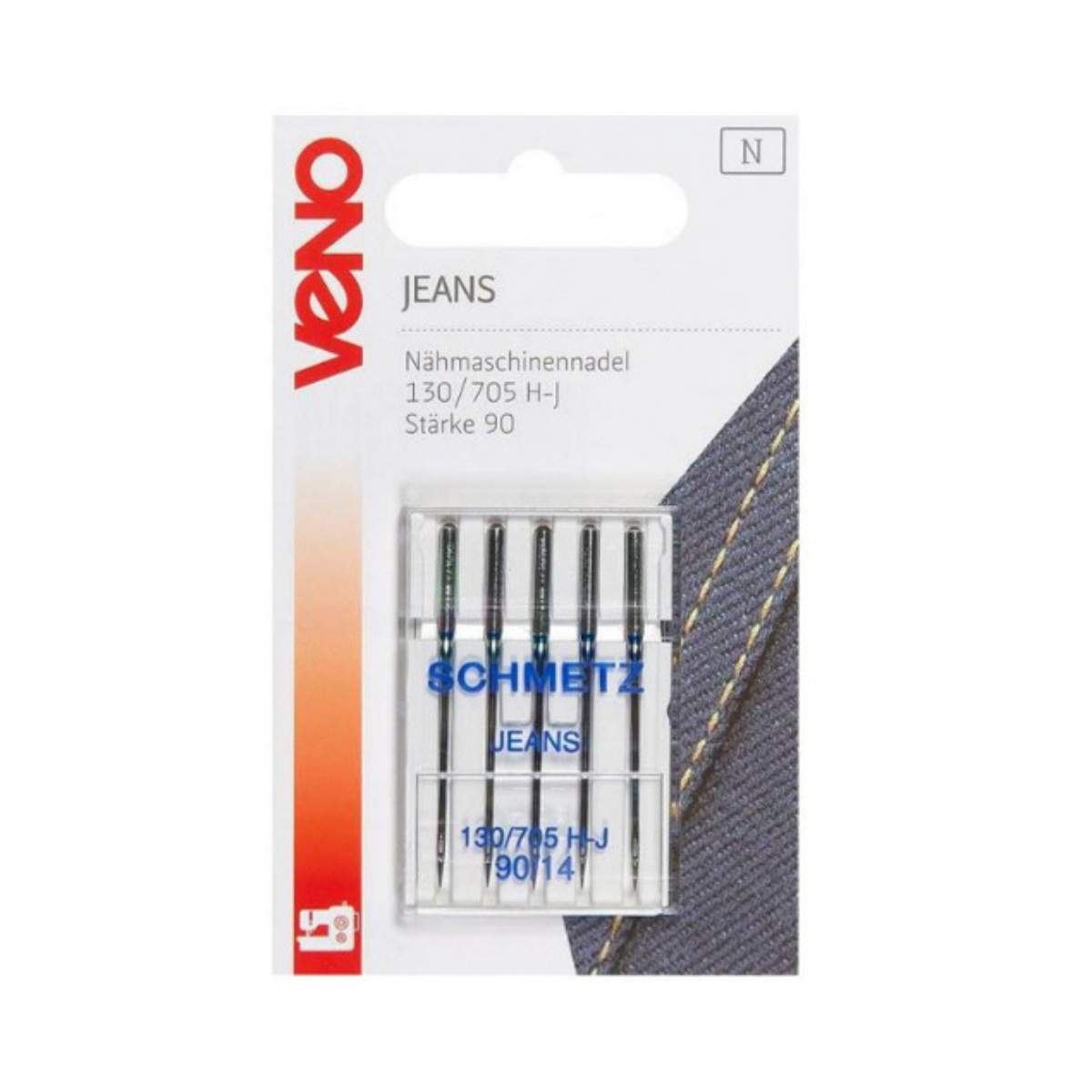 VENO Schmetz Nähmaschinennadel Jeans 130/705 Stärke 90 - 5 Stück