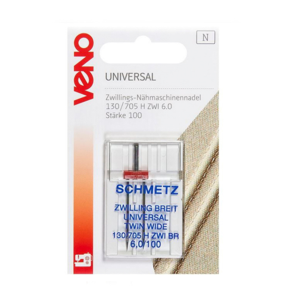 VENO Schmetz Zwillings-Nähmaschinennadel Universal 130/705 Stärke 100 - 1 Stück