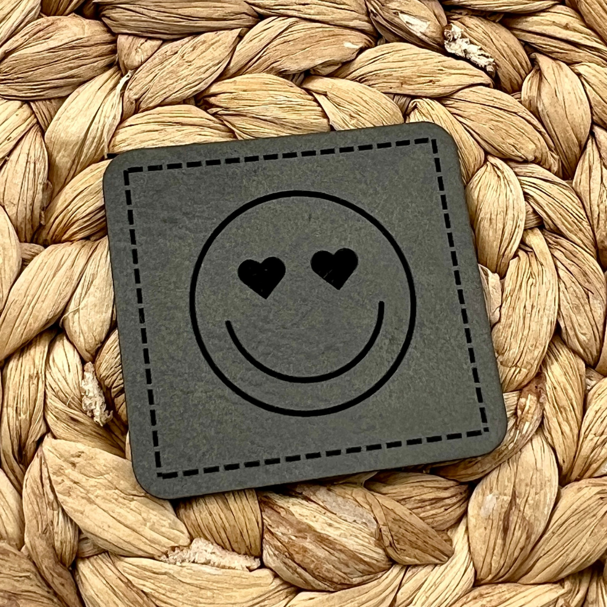 Label Kunstleder KDS - Smiley mit Herzaugen