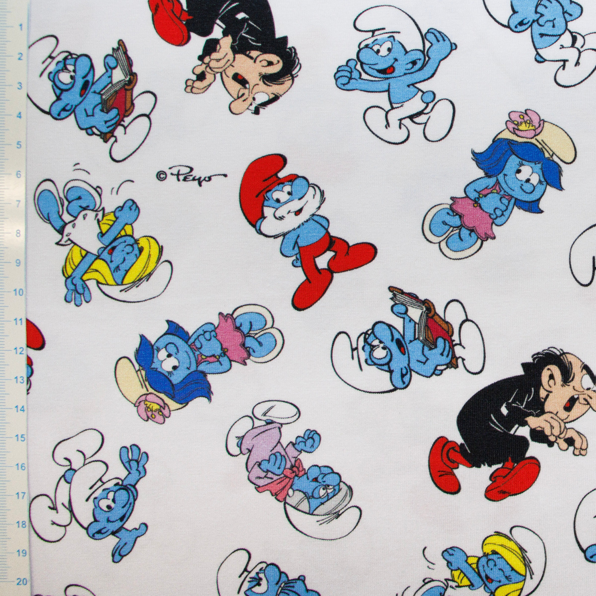 Jersey Digitaldruck - die Schlümpfe - weiß