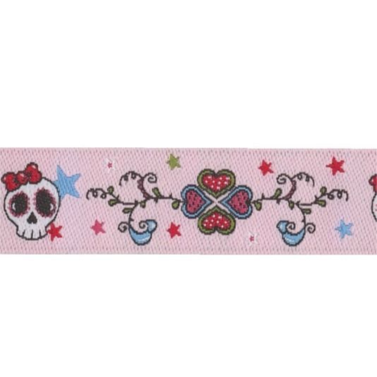 Webband "LOVELY SKULLS" Totenköpfe/Schädel/Skulls v. Püppilotta rosa
