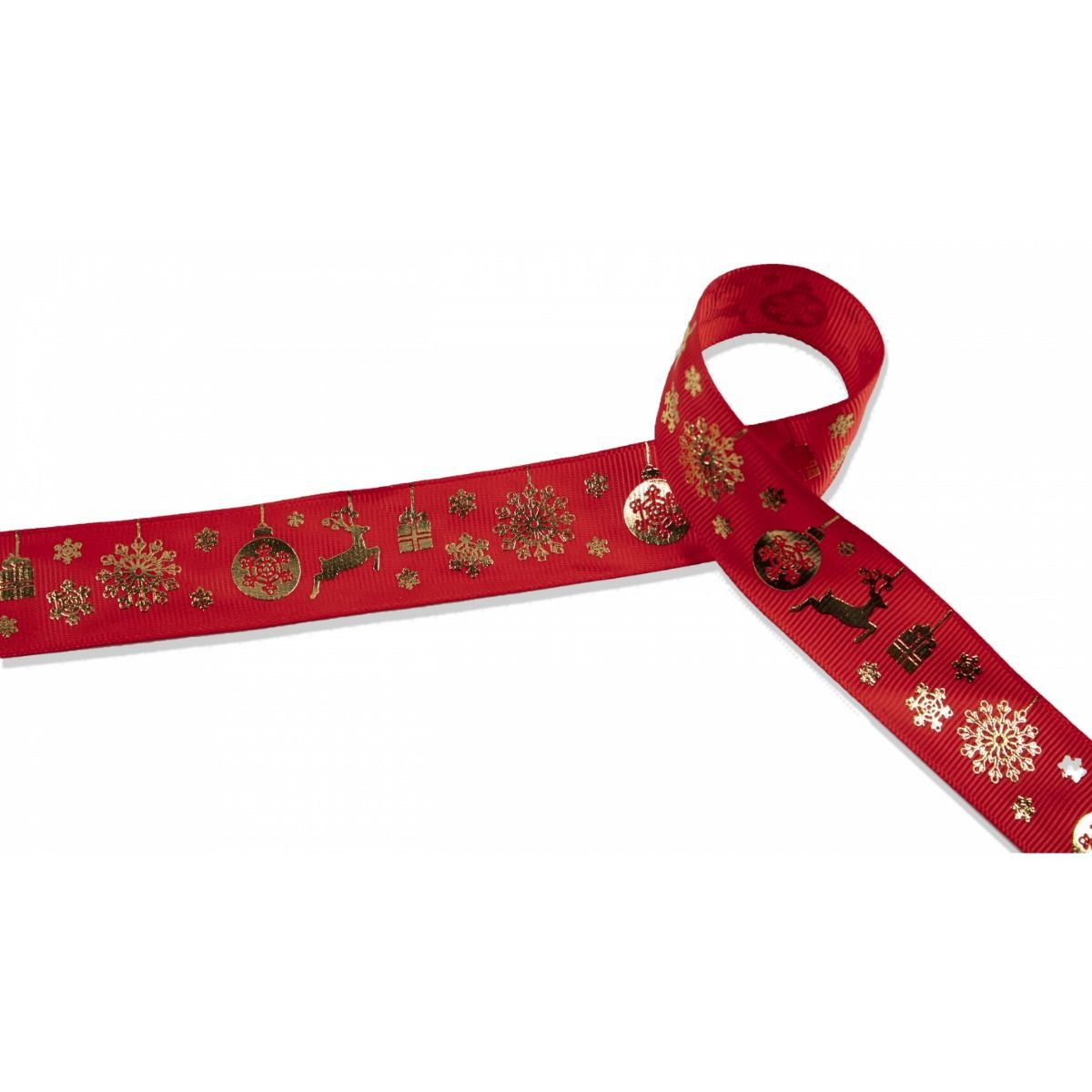 Dekorband Christmas zum Aufnähen mit Foliendruck 2,5 cm breit - Weihnachtsornamente