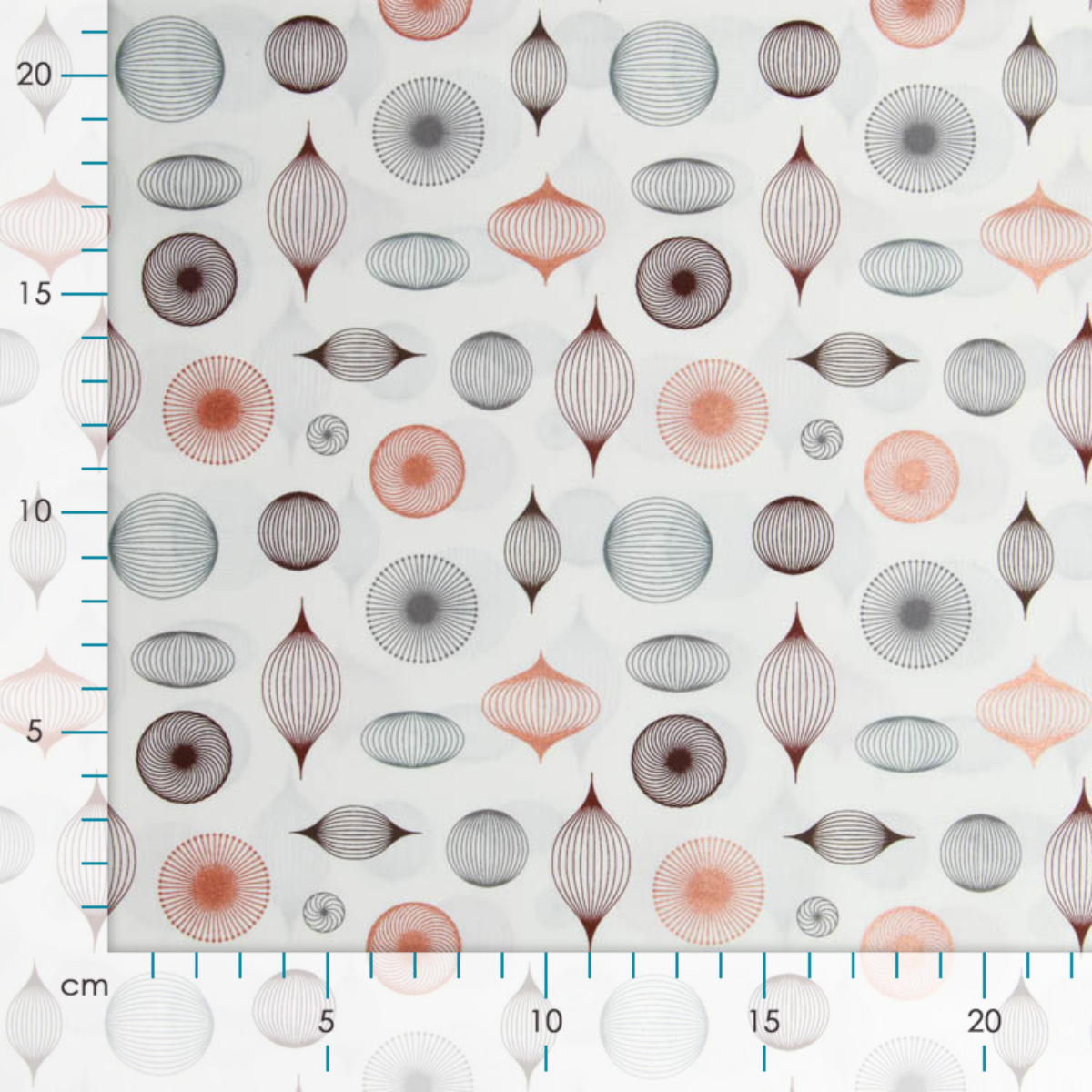 Webware Baumwolle Popeline mit Foliendruck - abstrakte Weihnachtskugeln - wollweiß