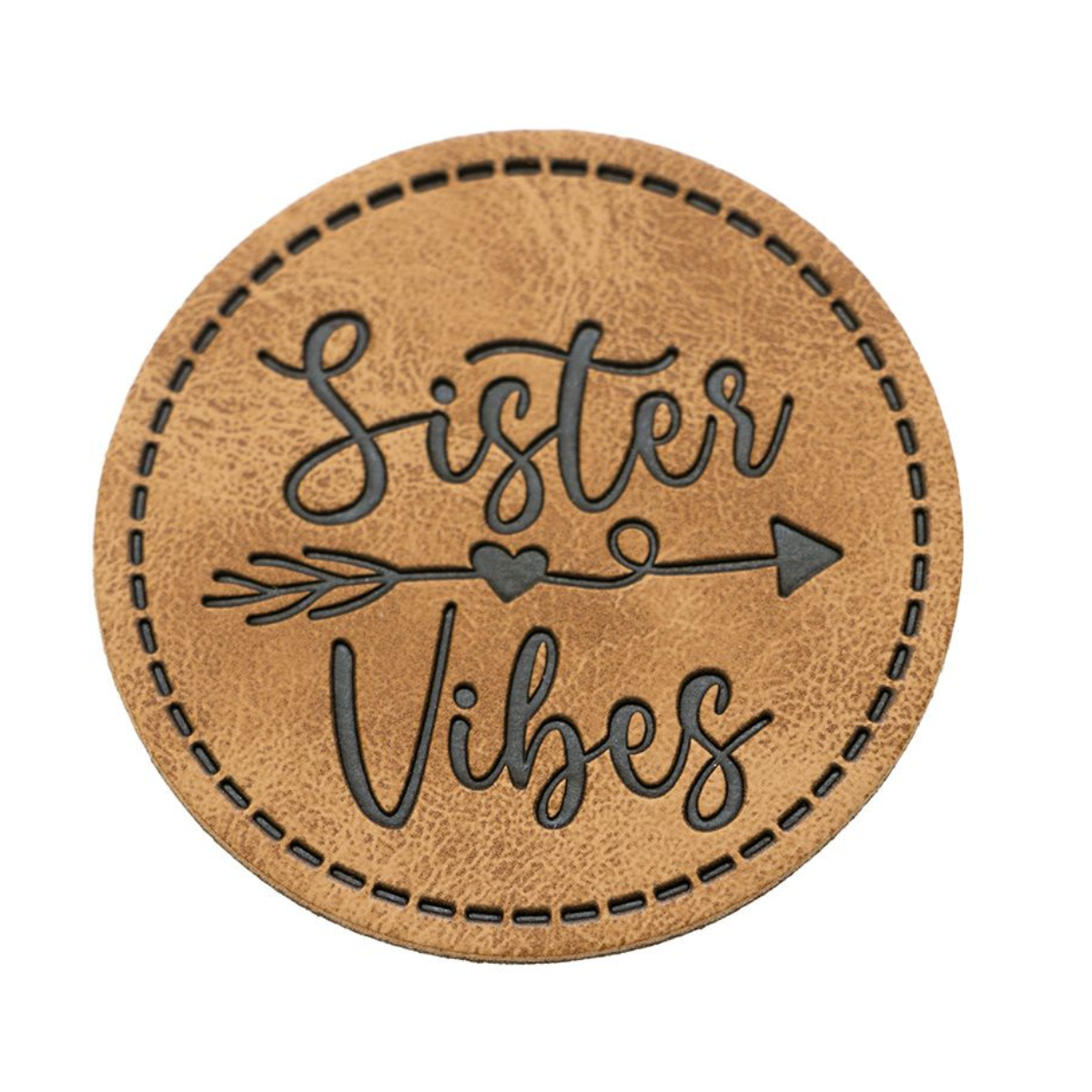Jessy Sewing Kunstleder-Label "Sister Vibes" - braun