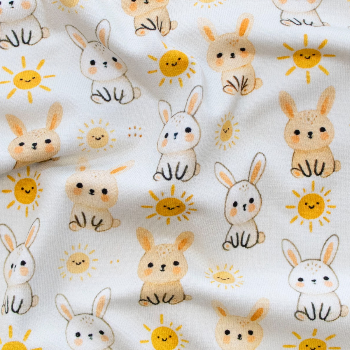Jersey Digitaldruck – süße Häschen – hellgrau