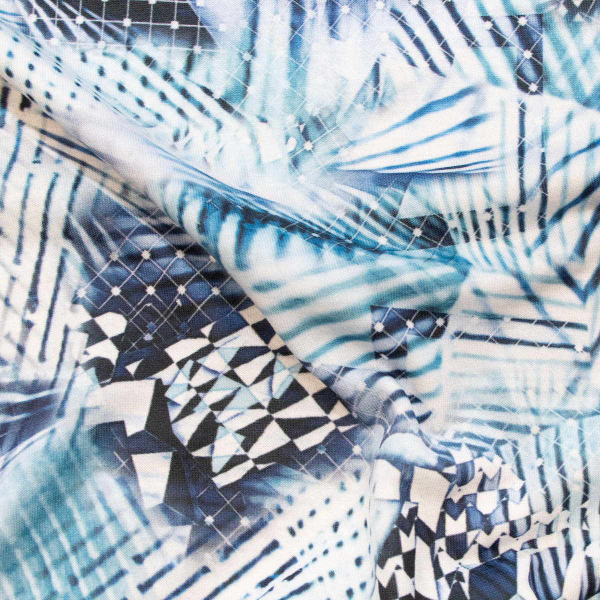 Jersey Digitaldruck - Abstraktes Muster - blau - türkis