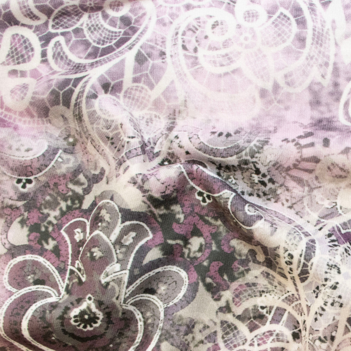 Jersey Digitaldruck - Ornamente - rosa - weiß