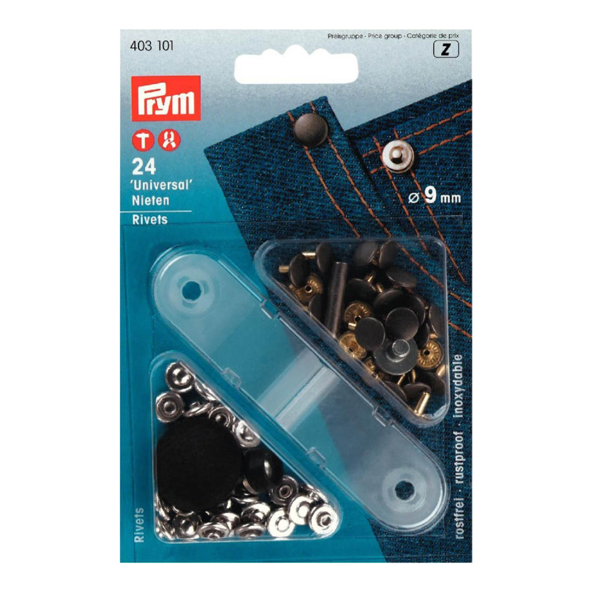 Prym Nieten MS 9 mm - silber/ altgold