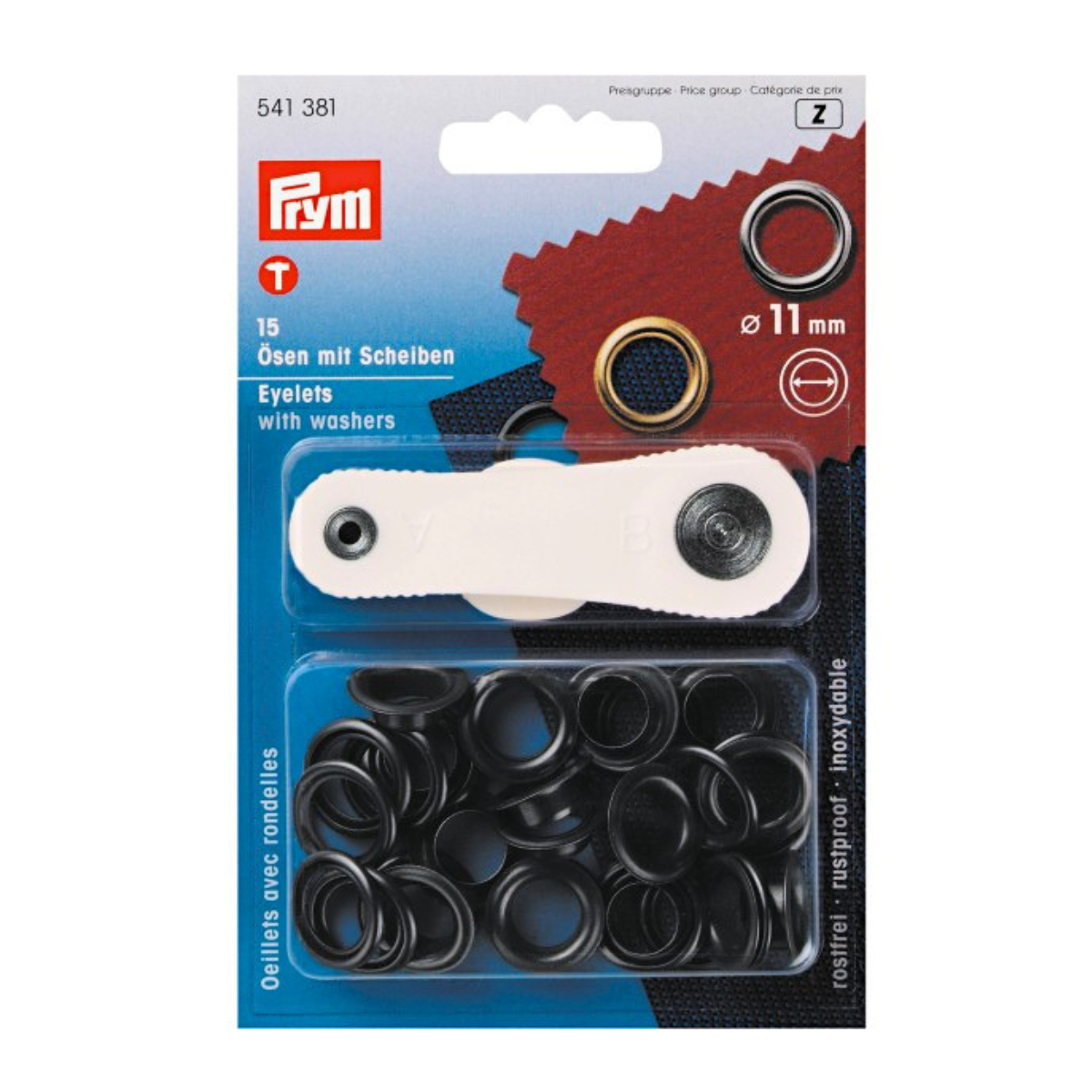 Ösen mit Scheiben 15 Stück/11mm Prym - brüniert