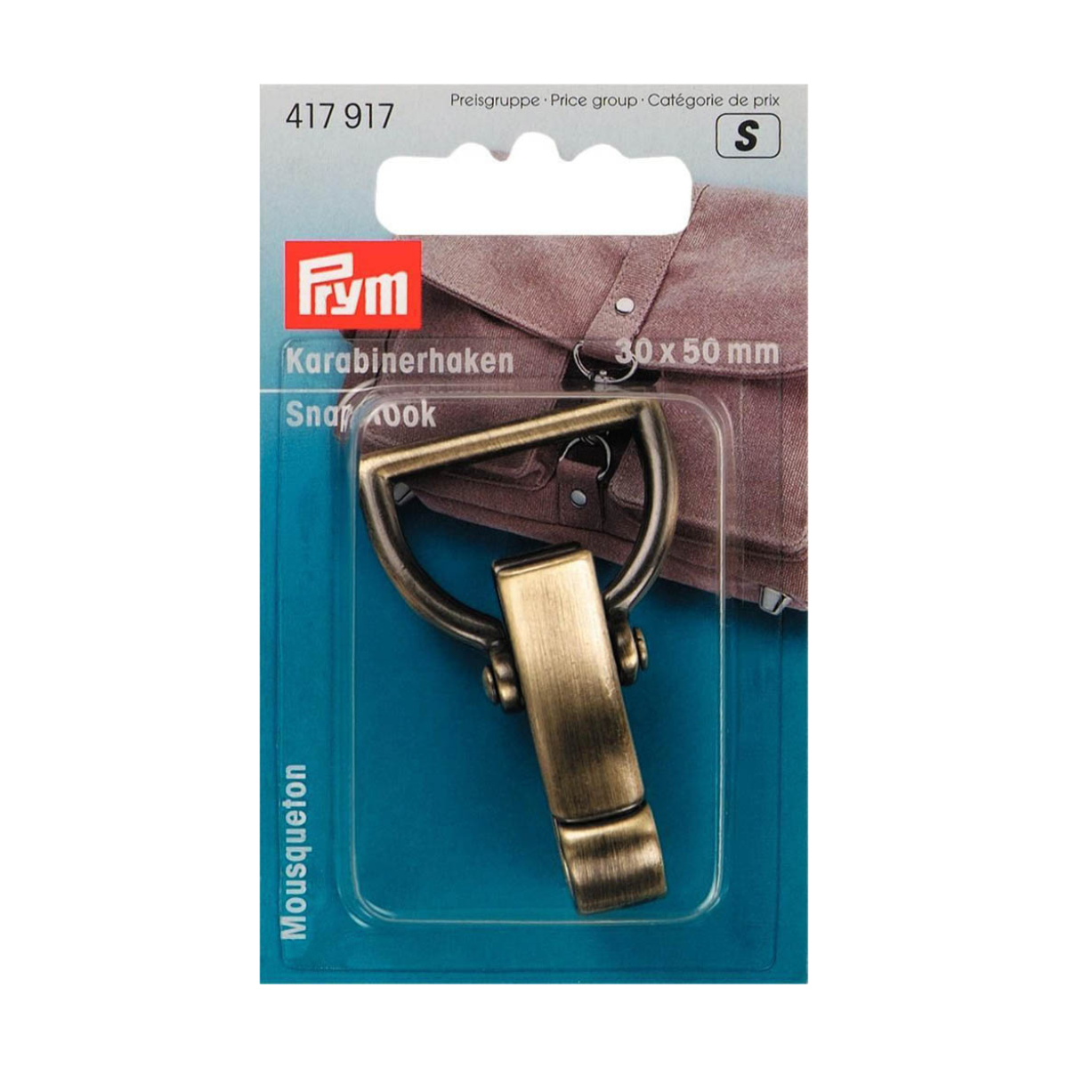 Prym breiter Karabinerhaken Metall 30x50 mm - altgold
