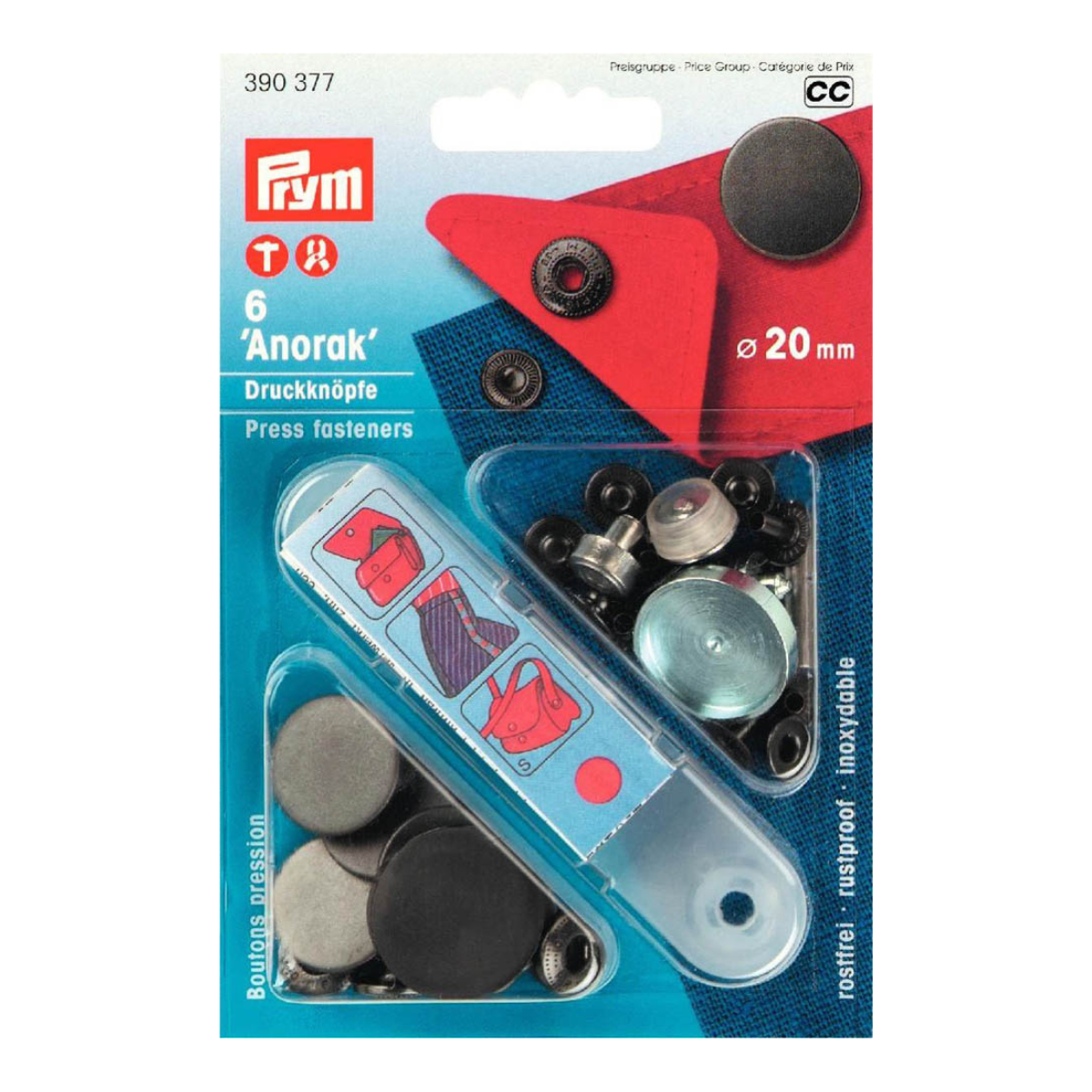 Prym 6 NF-Druckknopf Anorak flach MS 20 mm - anthrazit