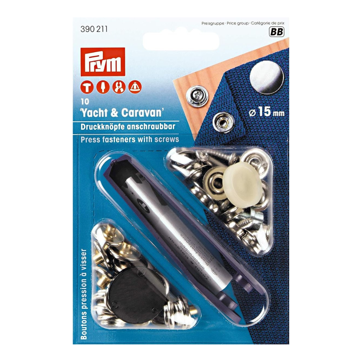 Prym NF-Druckknöpfe Yacht & Caravan MS 15 mm - silber