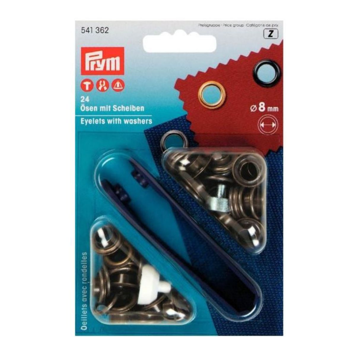 Prym 24 Ösen und Scheiben MS 8,0 mm - altgold