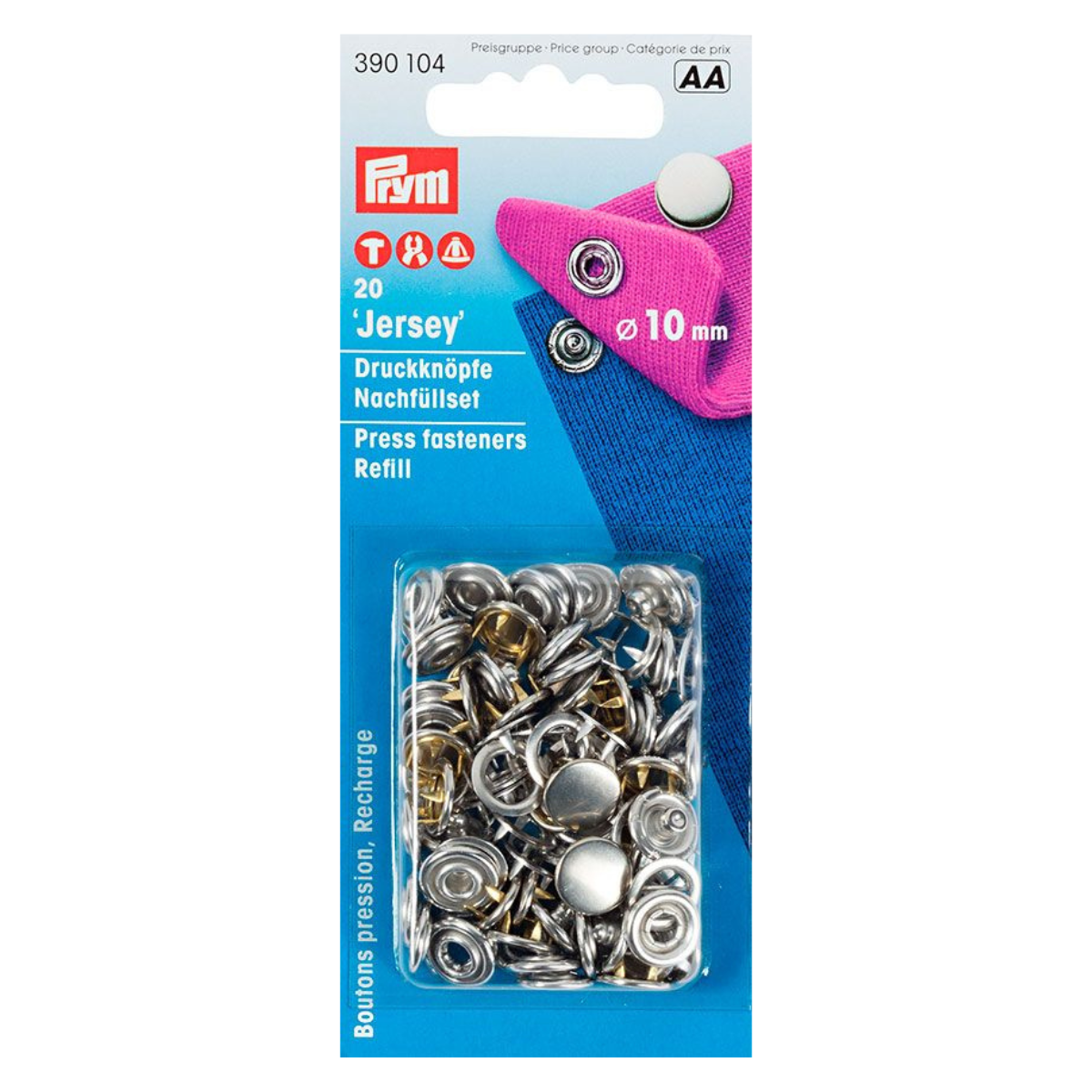 Prym 20 Druckknöpfe Jersey 10mm - silber