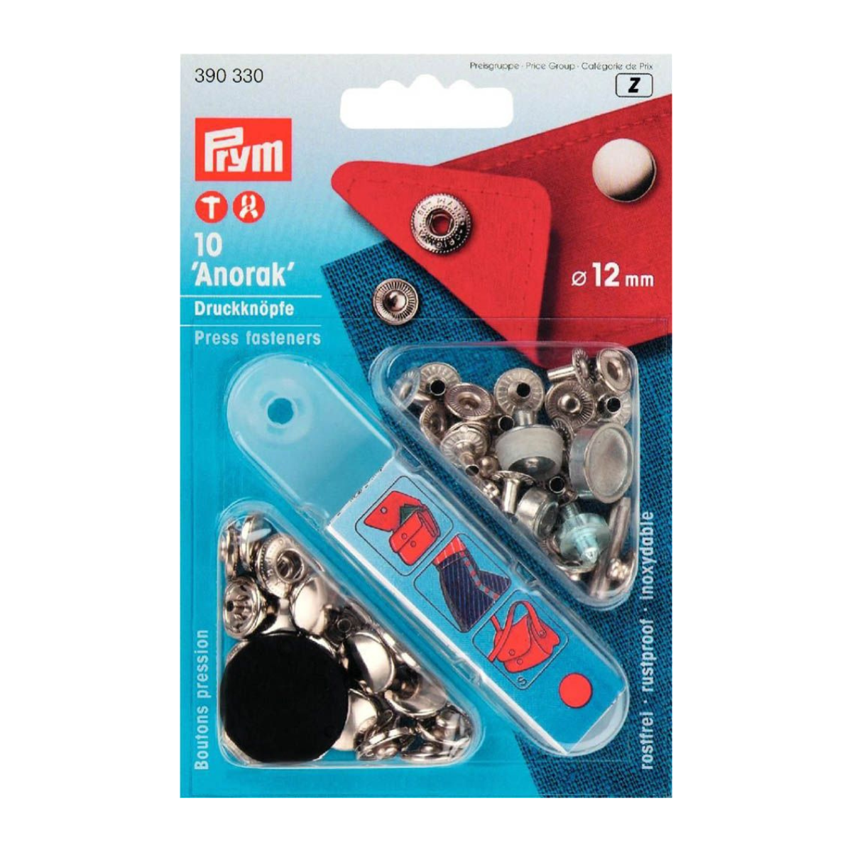 Prym 10 NF-Druckknopf Anorak MS 12 mm - silber